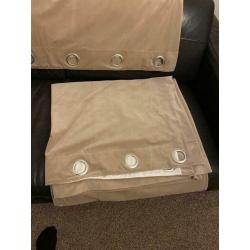 Velvet lined beige Eyelet Ring Top curtains