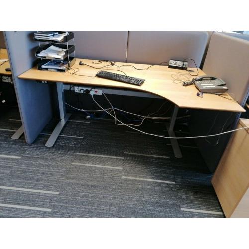 Electric height adjustable sit stand corner desk