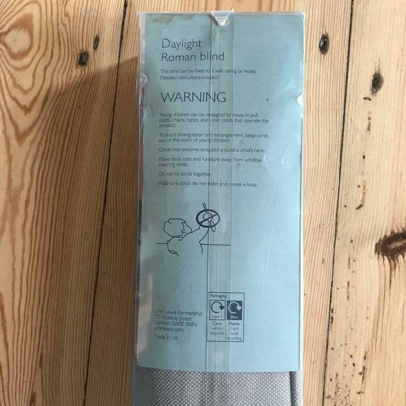John Lewis Daylight Roman Blind 60cm wide 140cm deep