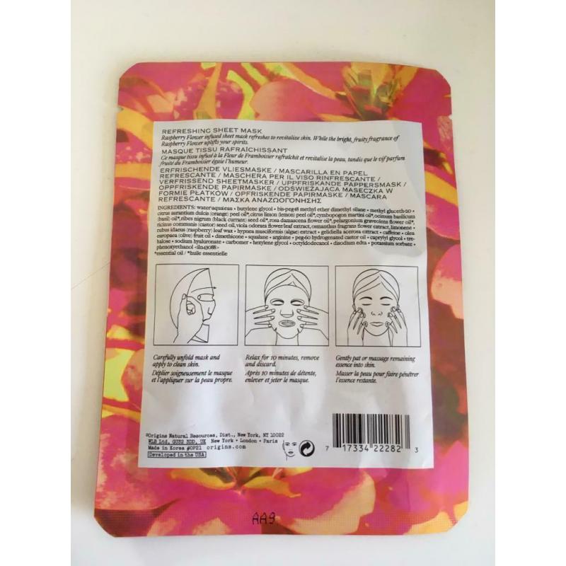 Origins Flower Fusion Raspberry Refreshing Sheet Mask- ?4 including delivery or ?3 to collect