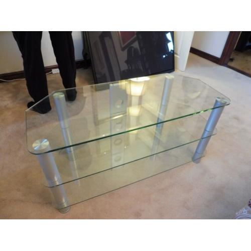 FABULOUS CLEAR SAFETY GLASS TV TABLE 42" UP TO 55" TV