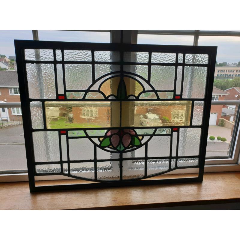 **?145** Antique Stain Glass (Framed) 69x54cm