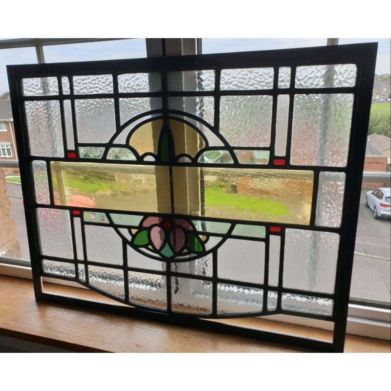 **?145** Antique Stain Glass (Framed) 69x54cm