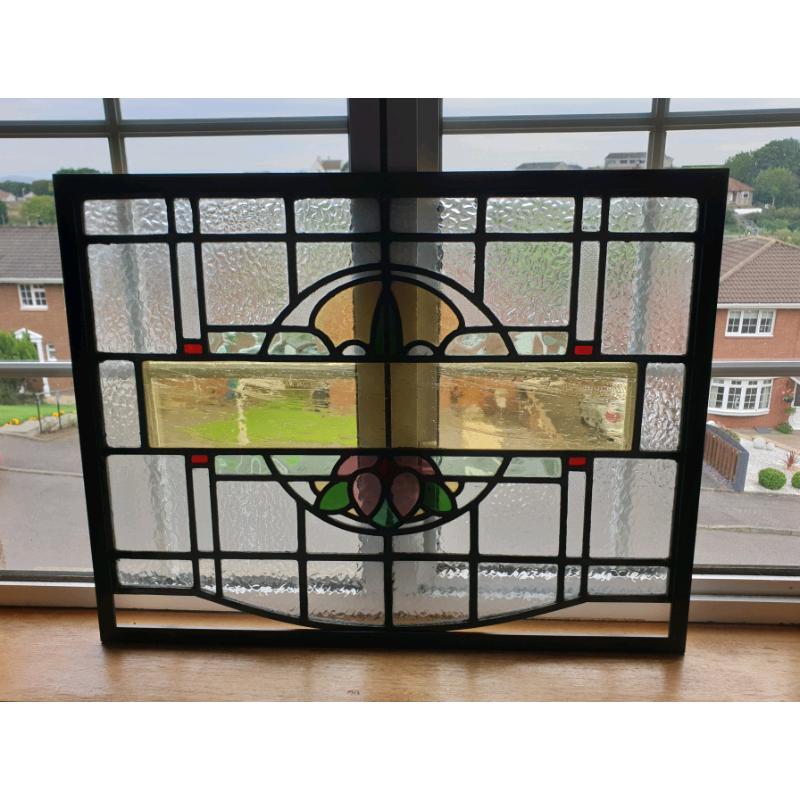 **?145** Antique Stain Glass (Framed) 69x54cm