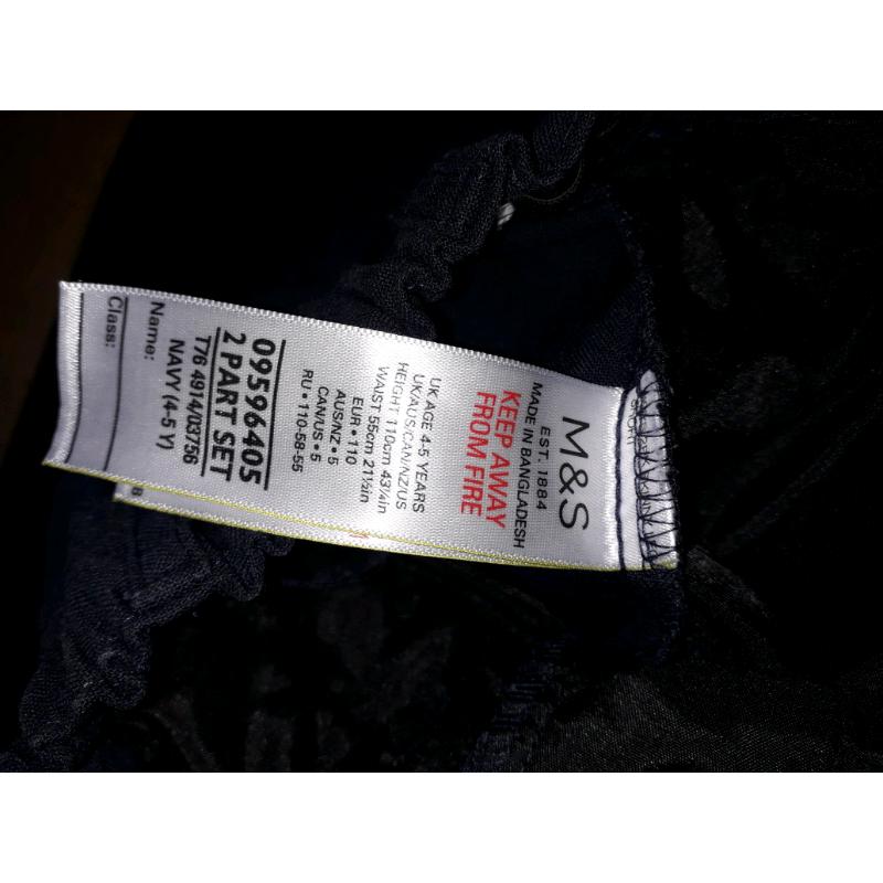 M&S Boys Navy School Trousers and Shorts 4-5yrs Bundle