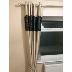Gold and black matching curtains and bedding will accept offers