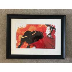 Bull Artwork in Frame by Tony Neal