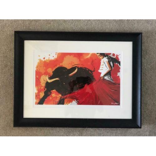 Bull Artwork in Frame by Tony Neal