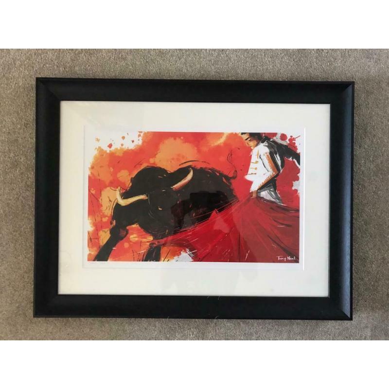 Bull Artwork in Frame by Tony Neal