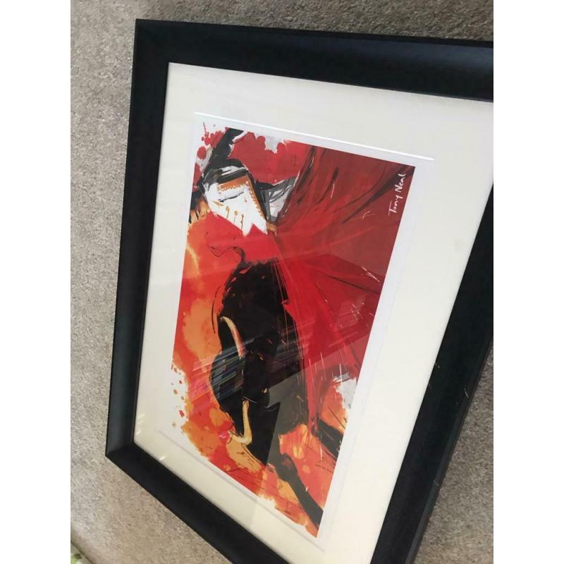 Bull Artwork in Frame by Tony Neal