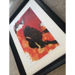 Bull Artwork in Frame by Tony Neal