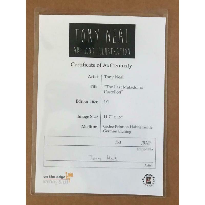 Bull Artwork in Frame by Tony Neal