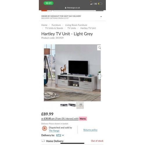 Brand new boxed Hartley TV stand