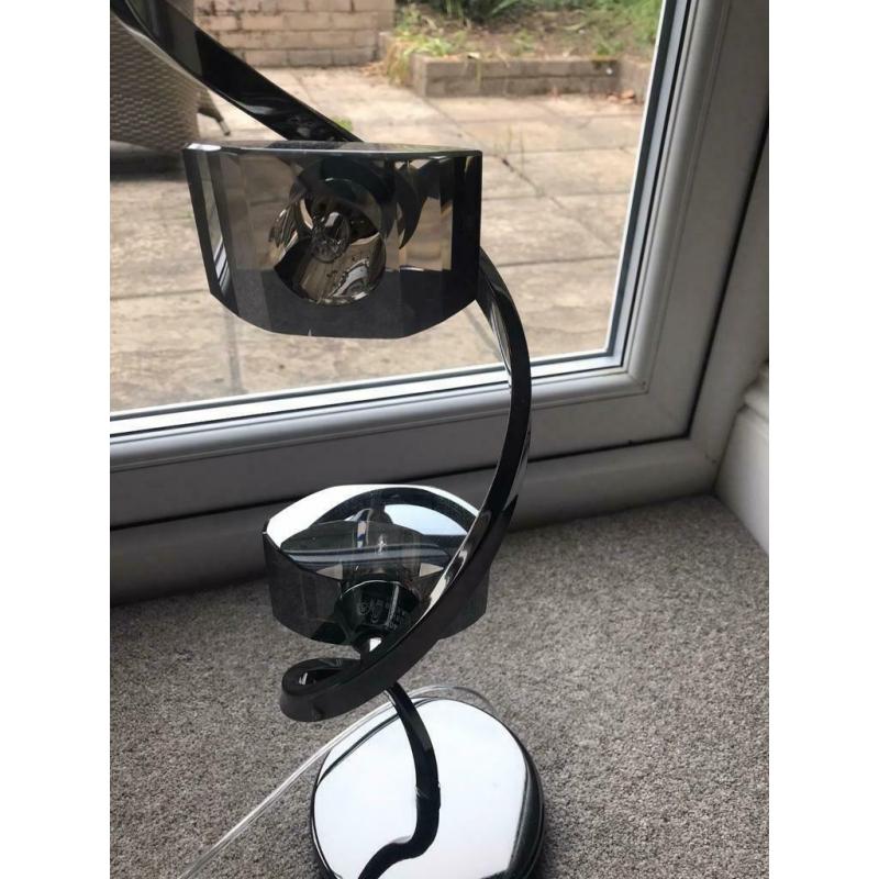 Polished ?Bronze? & Glass Table Lamp