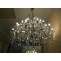 30-arm, 3-tier crystal chandelier, absolutely massive