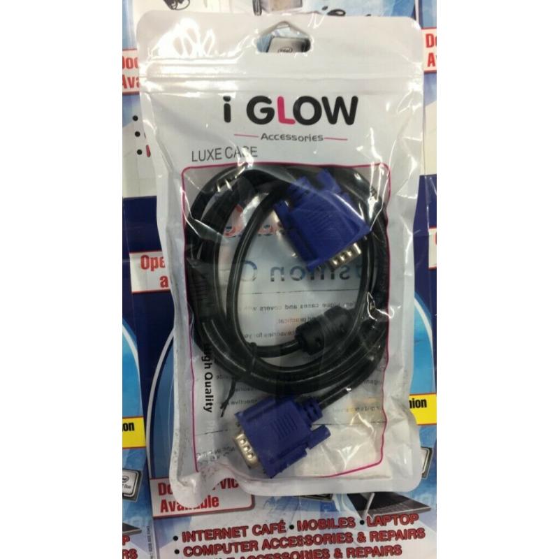 VGA Male To Male Cable For Computers and Monitor 1.5m Black