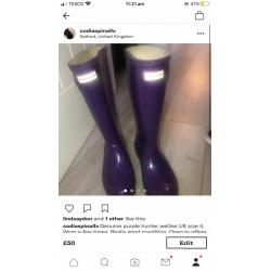 Women?s genuine purple Hunter wellies UK size 4 excellent condition only worn a few times