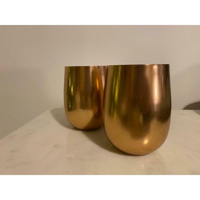 Two copper cups / planters