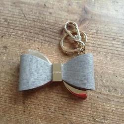 GENUINE DESIGNER FURLA ITALY BOW HANDBAG CHARM, GREY KEY AS NEW