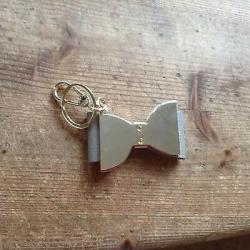 GENUINE DESIGNER FURLA ITALY BOW HANDBAG CHARM, GREY KEY AS NEW