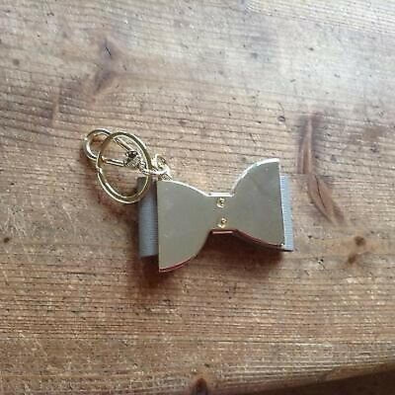 GENUINE DESIGNER FURLA ITALY BOW HANDBAG CHARM, GREY KEY AS NEW