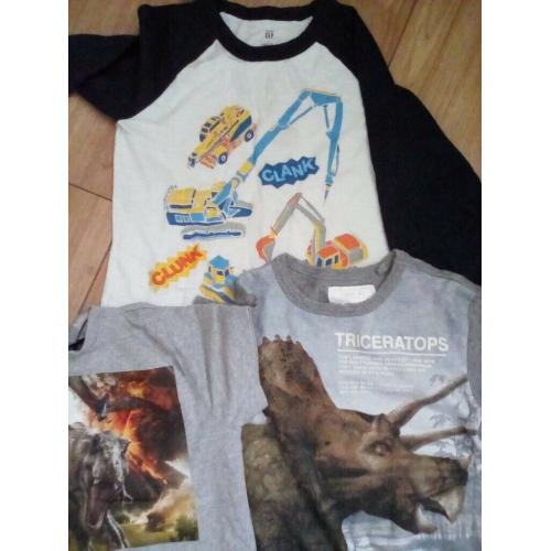 Boys dinosaur t-shirts and long sleeved construction top 2\3 years