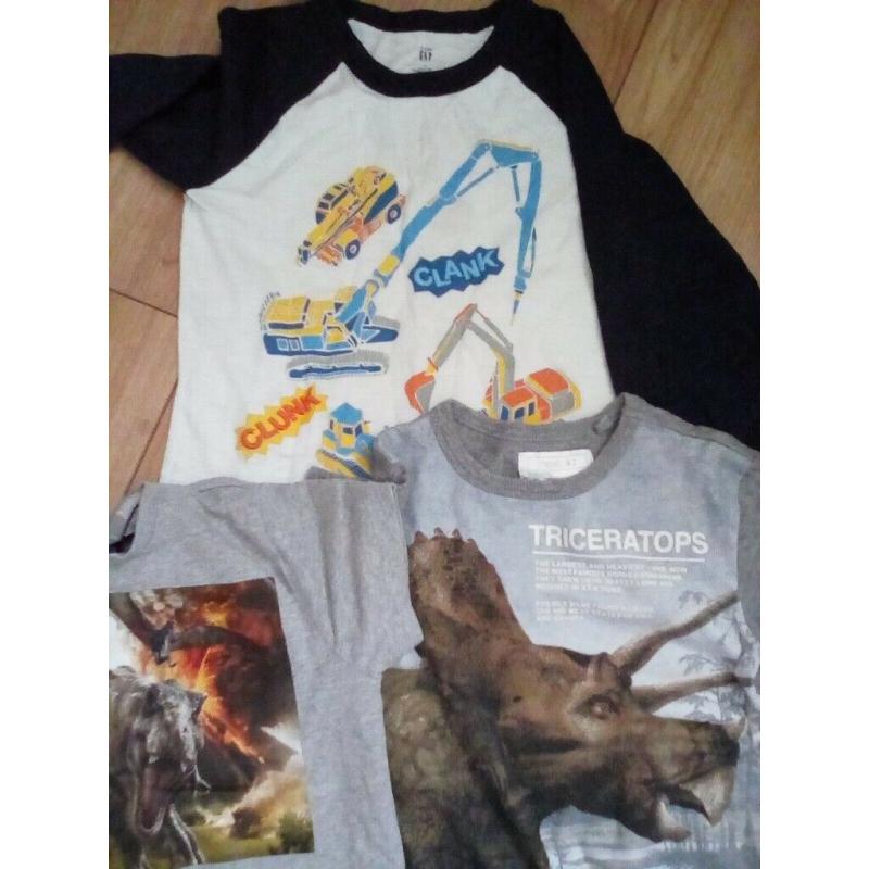 Boys dinosaur t-shirts and long sleeved construction top 2\3 years