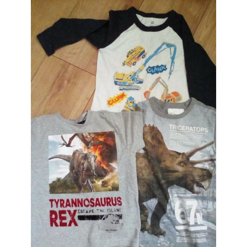 Boys dinosaur t-shirts and long sleeved construction top 2\3 years